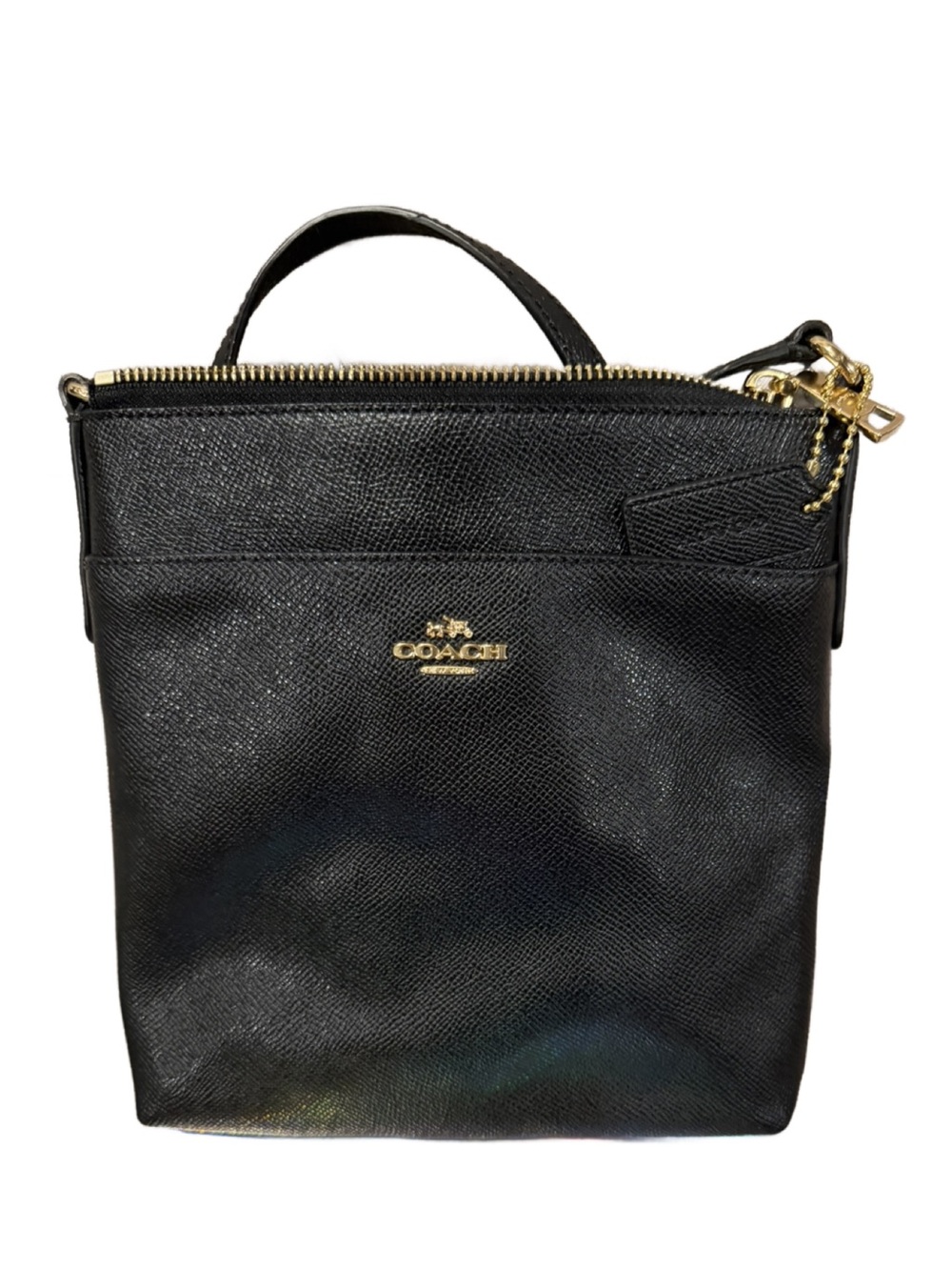 COACH Black Pebbled Leather Crossbody Messenger bag EUC